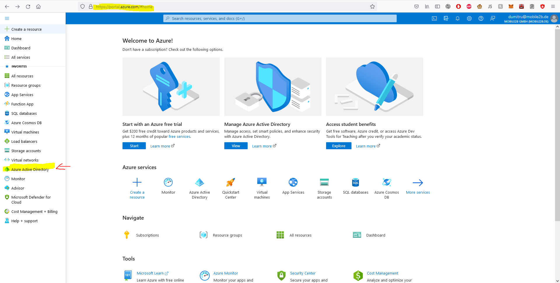 Azure AD SSO Step 1